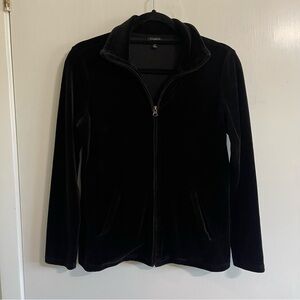Talbots Women's Black Velvet Zip Up Jacket Size Petite